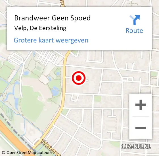 Locatie op kaart van de 112 melding: Brandweer Geen Spoed Naar Velp, De Eersteling op 5 maart 2019 16:38