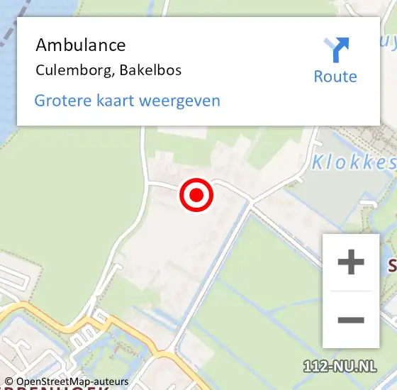 Locatie op kaart van de 112 melding: Ambulance Culemborg, Bakelbos op 5 maart 2019 16:43