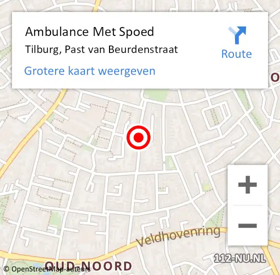 Locatie op kaart van de 112 melding: Ambulance Met Spoed Naar Tilburg, Past van Beurdenstraat op 5 maart 2019 17:00