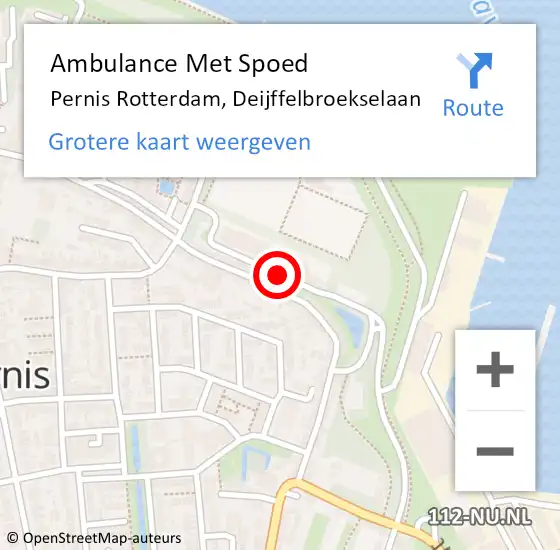 Locatie op kaart van de 112 melding: Ambulance Met Spoed Naar Pernis Rotterdam, Deijffelbroekselaan op 5 maart 2019 17:11