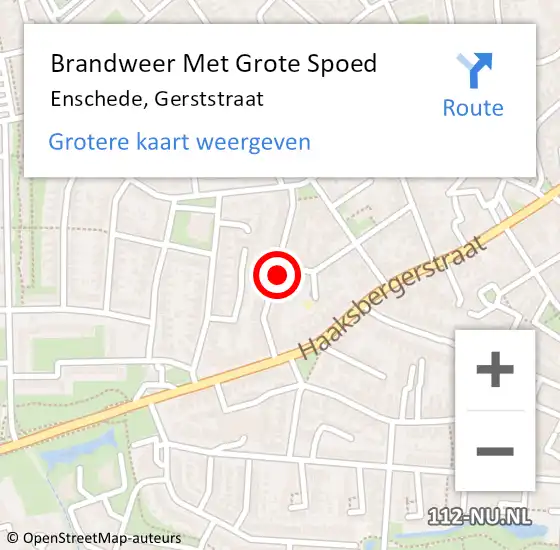 Locatie op kaart van de 112 melding: Brandweer Met Grote Spoed Naar Enschede, Gerststraat op 5 maart 2019 18:18