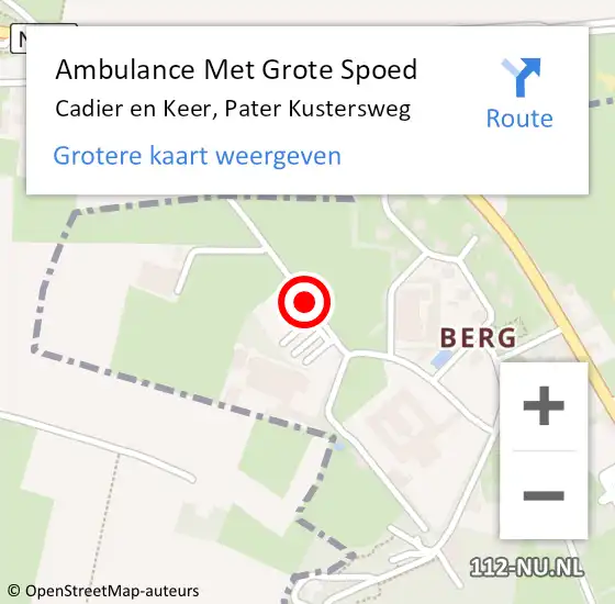 Locatie op kaart van de 112 melding: Ambulance Met Grote Spoed Naar Cadier en Keer, Pater Kustersweg op 5 maart 2019 18:42