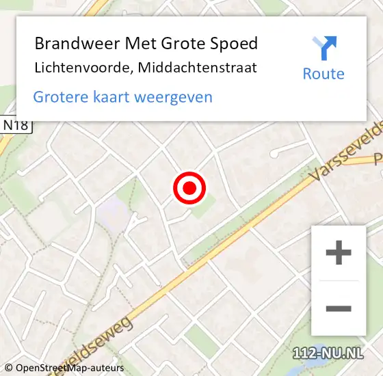 Locatie op kaart van de 112 melding: Brandweer Met Grote Spoed Naar Lichtenvoorde, Middachtenstraat op 25 maart 2014 13:29