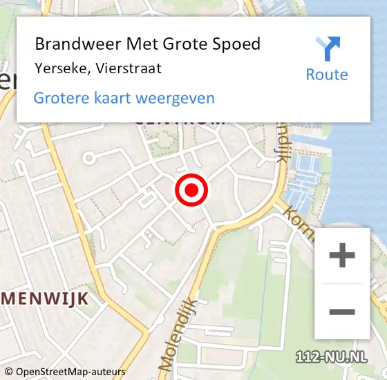 Locatie op kaart van de 112 melding: Brandweer Met Grote Spoed Naar Yerseke, Vierstraat op 5 maart 2019 20:44