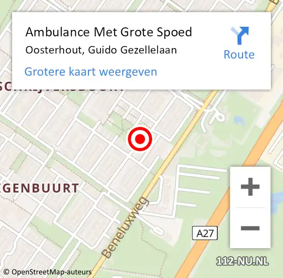 Locatie op kaart van de 112 melding: Ambulance Met Grote Spoed Naar Oosterhout, Guido Gezellelaan op 5 maart 2019 21:26