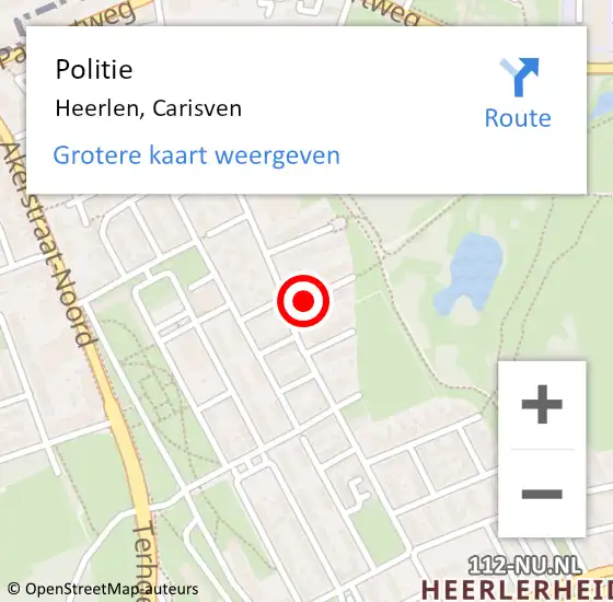 Locatie op kaart van de 112 melding: Politie Heerlen, Carisven op 5 maart 2019 21:44