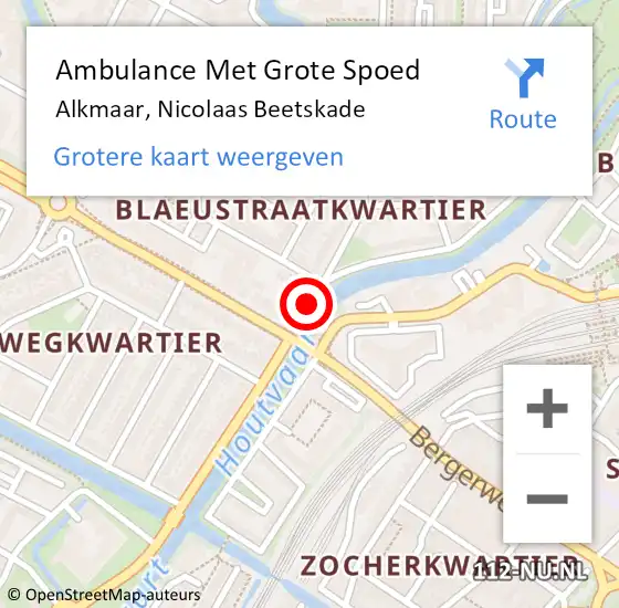 Locatie op kaart van de 112 melding: Ambulance Met Grote Spoed Naar Alkmaar, Nicolaas Beetskade op 5 maart 2019 22:51