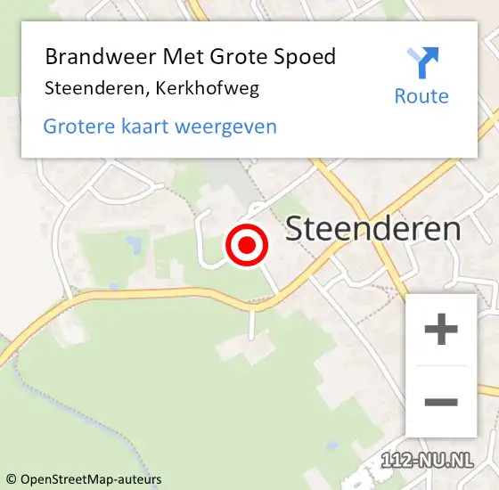 Locatie op kaart van de 112 melding: Brandweer Met Grote Spoed Naar Steenderen, Kerkhofweg op 26 september 2013 14:50