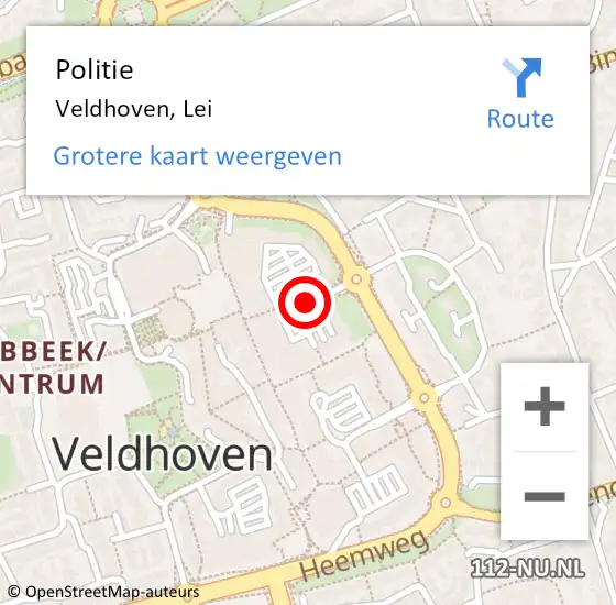 Locatie op kaart van de 112 melding: Politie Veldhoven, Lei op 5 maart 2019 23:23