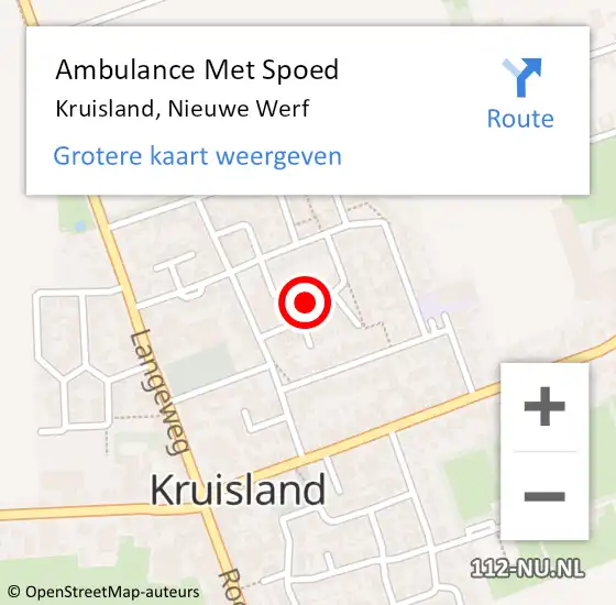 Locatie op kaart van de 112 melding: Ambulance Met Spoed Naar Kruisland, Nieuwe Werf op 6 maart 2019 00:03