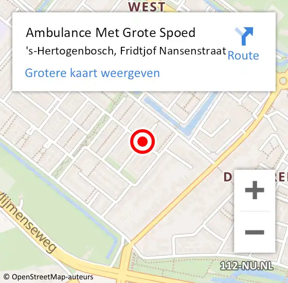 Locatie op kaart van de 112 melding: Ambulance Met Grote Spoed Naar 's-Hertogenbosch, Fridtjof Nansenstraat op 6 maart 2019 00:22