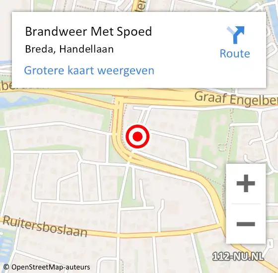 Locatie op kaart van de 112 melding: Brandweer Met Spoed Naar Breda, Handellaan op 6 maart 2019 01:28