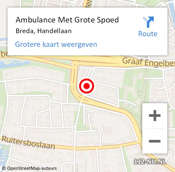 Locatie op kaart van de 112 melding: Ambulance Met Grote Spoed Naar Breda, Handellaan op 6 maart 2019 01:35