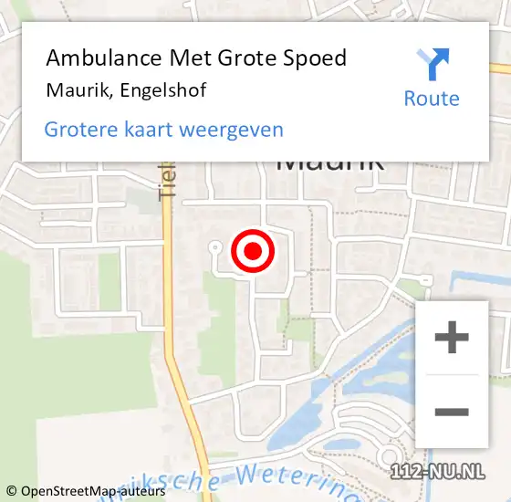 Locatie op kaart van de 112 melding: Ambulance Met Grote Spoed Naar Maurik, Engelshof op 6 maart 2019 04:42