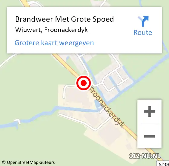 Locatie op kaart van de 112 melding: Brandweer Met Grote Spoed Naar Wiuwert, Froonackerdyk op 6 maart 2019 05:18