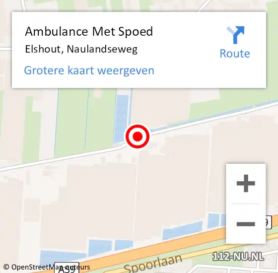 Locatie op kaart van de 112 melding: Ambulance Met Spoed Naar Elshout, Naulandseweg op 6 maart 2019 06:39