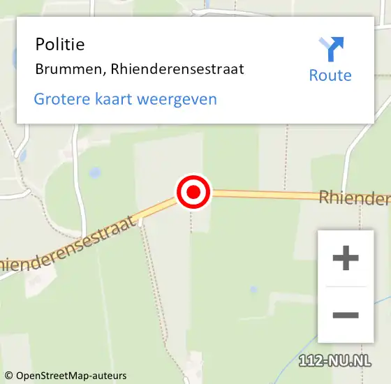 Locatie op kaart van de 112 melding: Politie Brummen, Rhienderensestraat op 6 maart 2019 07:17