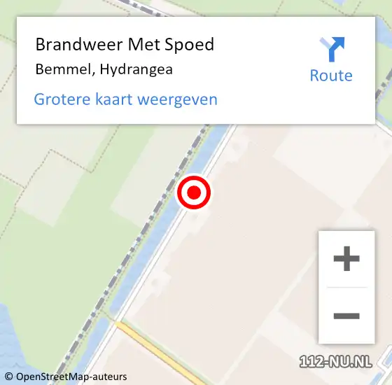 Locatie op kaart van de 112 melding: Brandweer Met Spoed Naar Bemmel, Hydrangea op 6 maart 2019 07:36