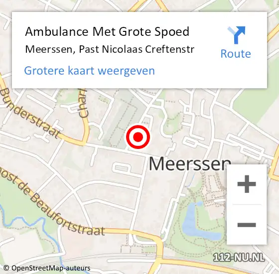 Locatie op kaart van de 112 melding: Ambulance Met Grote Spoed Naar Meerssen, Past Nicolaas Creftenstr op 25 maart 2014 14:02