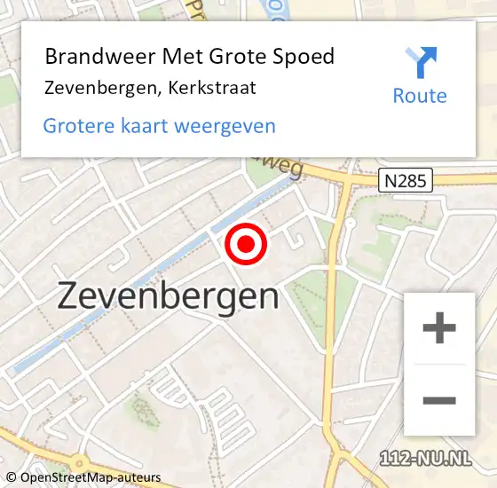 Locatie op kaart van de 112 melding: Brandweer Met Grote Spoed Naar Zevenbergen, Kerkstraat op 6 maart 2019 09:19