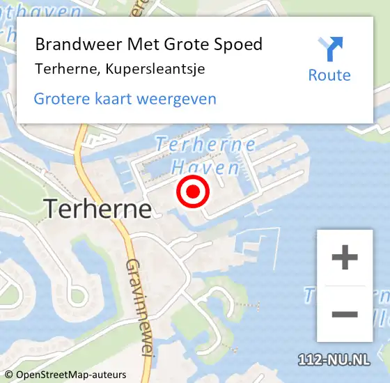 Locatie op kaart van de 112 melding: Brandweer Met Grote Spoed Naar Terherne, Kupersleantsje op 6 maart 2019 09:25