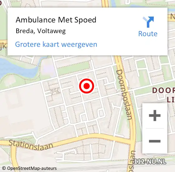 Locatie op kaart van de 112 melding: Ambulance Met Spoed Naar Breda, Voltaweg op 6 maart 2019 09:50