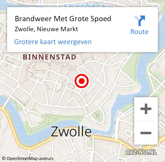 Locatie op kaart van de 112 melding: Brandweer Met Grote Spoed Naar Zwolle, Nieuwe Markt op 6 maart 2019 10:31