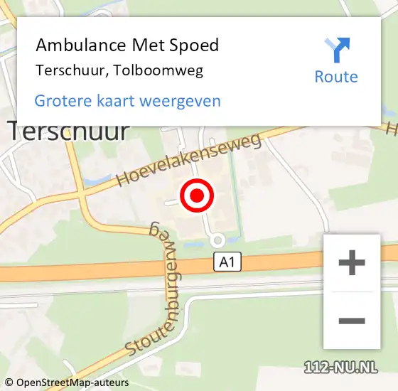 Locatie op kaart van de 112 melding: Ambulance Met Spoed Naar Terschuur, Tolboomweg op 6 maart 2019 11:12