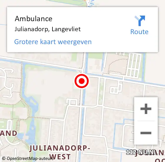 Locatie op kaart van de 112 melding: Ambulance Julianadorp, Langevliet op 6 maart 2019 11:48