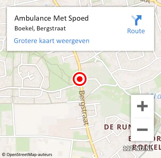 Locatie op kaart van de 112 melding: Ambulance Met Spoed Naar Boekel, Bergstraat op 6 maart 2019 12:04