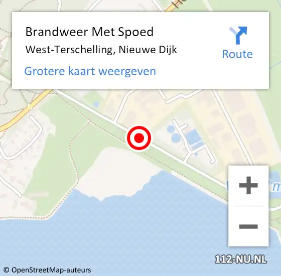 Locatie op kaart van de 112 melding: Brandweer Met Spoed Naar West-Terschelling, Nieuwe Dijk op 6 maart 2019 12:19
