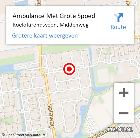 Locatie op kaart van de 112 melding: Ambulance Met Grote Spoed Naar Roelofarendsveen, Middenweg op 6 maart 2019 12:32