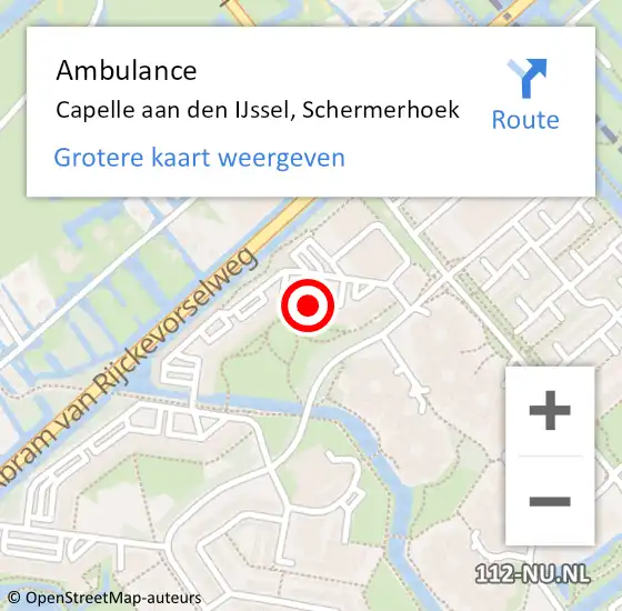 Locatie op kaart van de 112 melding: Ambulance Capelle aan den IJssel, Schermerhoek op 6 maart 2019 14:04