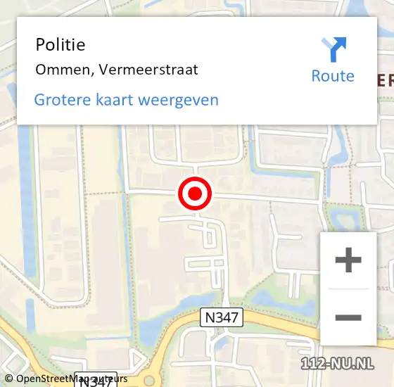 Locatie op kaart van de 112 melding: Politie Ommen, Vermeerstraat op 6 maart 2019 14:23