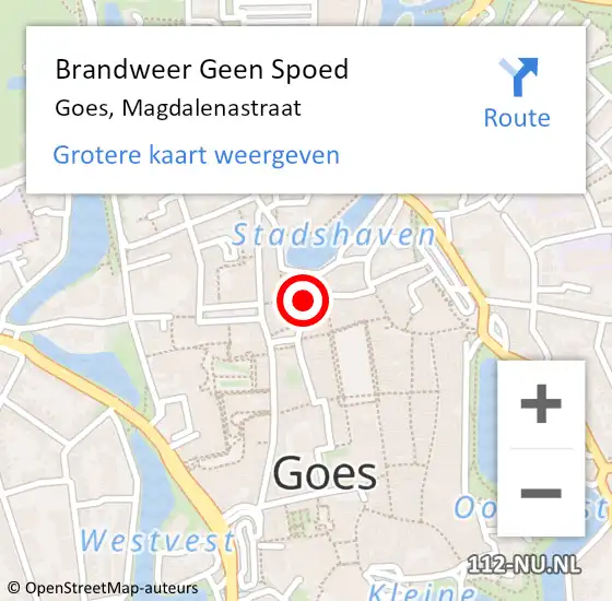 Locatie op kaart van de 112 melding: Brandweer Geen Spoed Naar Goes, Magdalenastraat op 6 maart 2019 15:10