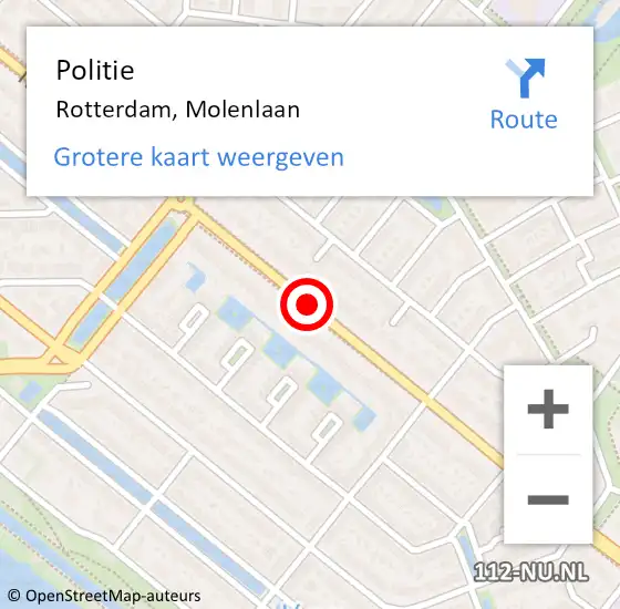 Locatie op kaart van de 112 melding: Politie Rotterdam, Molenlaan op 6 maart 2019 15:11