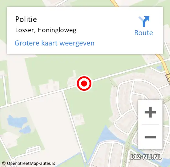 Locatie op kaart van de 112 melding: Politie Losser, Honingloweg op 6 maart 2019 15:12