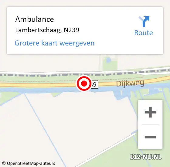 Locatie op kaart van de 112 melding: Ambulance Lambertschaag, N239 op 6 maart 2019 15:50