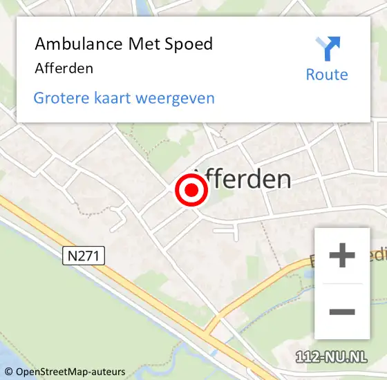 Locatie op kaart van de 112 melding: Ambulance Met Spoed Naar Afferden op 6 maart 2019 16:01