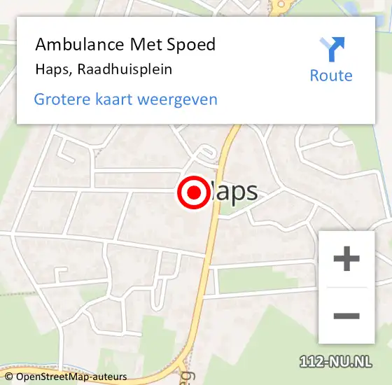 Locatie op kaart van de 112 melding: Ambulance Met Spoed Naar Haps, Raadhuisplein op 6 maart 2019 16:19