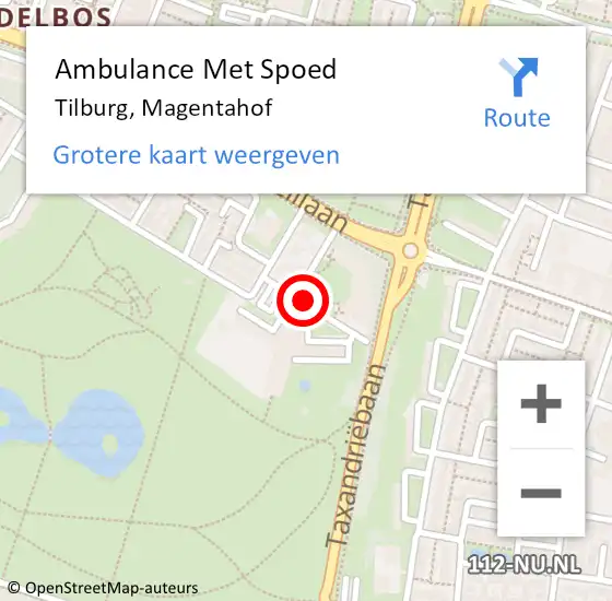 Locatie op kaart van de 112 melding: Ambulance Met Spoed Naar Tilburg, Magentahof op 6 maart 2019 17:05