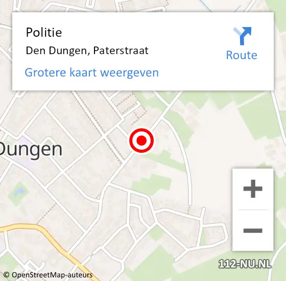 Locatie op kaart van de 112 melding: Politie Den Dungen, Paterstraat op 6 maart 2019 17:13