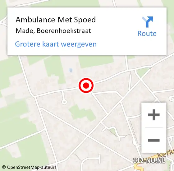 Locatie op kaart van de 112 melding: Ambulance Met Spoed Naar Made, Boerenhoekstraat op 6 maart 2019 17:14