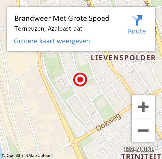 Locatie op kaart van de 112 melding: Brandweer Met Grote Spoed Naar Terneuzen, Azaleastraat op 6 maart 2019 18:07