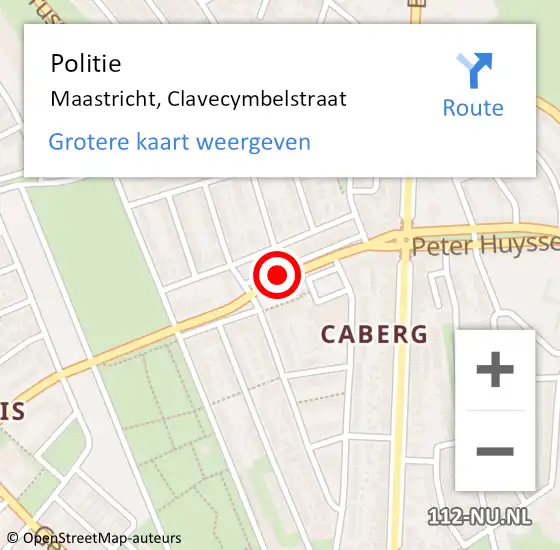 Locatie op kaart van de 112 melding: Politie Maastricht, Clavecymbelstraat op 6 maart 2019 19:17