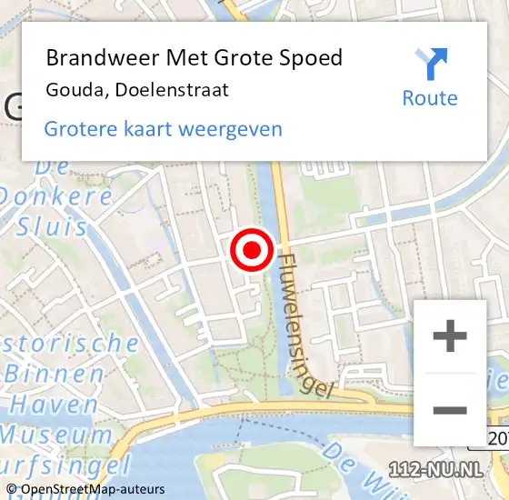 Locatie op kaart van de 112 melding: Brandweer Met Grote Spoed Naar Gouda, Doelenstraat op 6 maart 2019 19:45