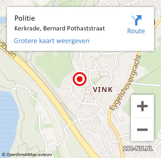 Locatie op kaart van de 112 melding: Politie Kerkrade, Bernard Pothaststraat op 6 maart 2019 19:51