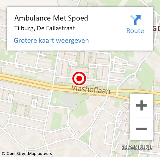 Locatie op kaart van de 112 melding: Ambulance Met Spoed Naar Tilburg, De Fallastraat op 6 maart 2019 20:16