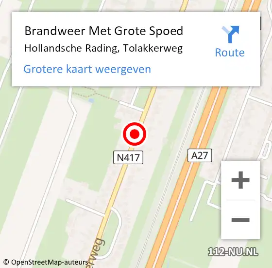 Locatie op kaart van de 112 melding: Brandweer Met Grote Spoed Naar Hollandsche Rading, Tolakkerweg op 6 maart 2019 21:42