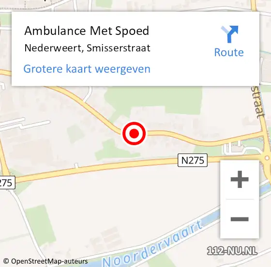 Locatie op kaart van de 112 melding: Ambulance Met Spoed Naar Nederweert, Smisserstraat op 6 maart 2019 21:51